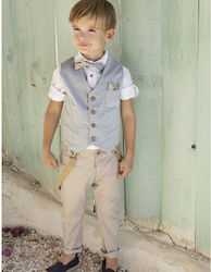 Baby Bloom Βαπτιστικό Κοστούμι με Γιλέκο για Αγόρι Μπεζ 6τμχ