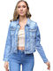 Women's Short Jean Jacket for Spring or Autumn Light Blue