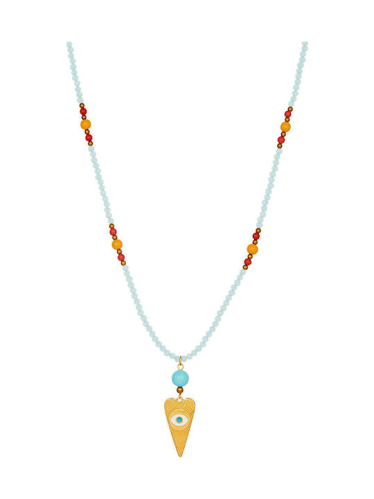 Achilleas Accessories Necklace from Gold Plated Steel Turquoise