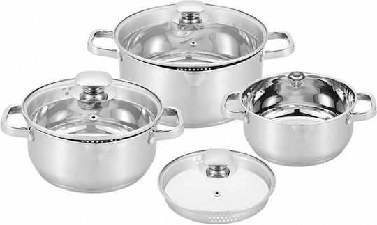 Carl Schmidt Sohn Leipzig Pots Set from Stainless Steel with Non-stick Interior Coating 3 Pieces