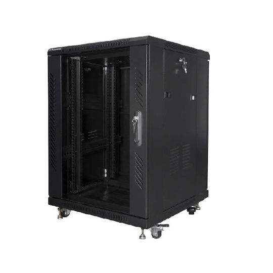 Lanberg Επιδαπέδια Καμπίνα Rack 15U 60x60cm Μαύρο FF01-6615-12B