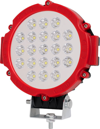 GloboStar Pro Series Rundς Wasserdicht Scheinwerfer Auto LED 10 - 30V 63W 17.5cm mit Rot Beleuchtung 1Stück