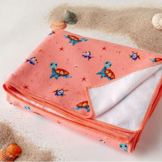 Kiokids Tortuga Παιδική Πετσέτα Θαλάσσης Ροζ 150x75εκ.