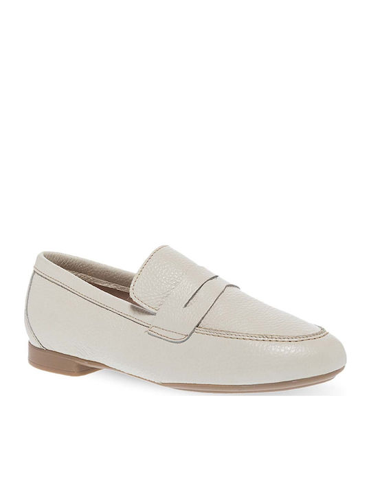 Leather Women's Moccasins in Beige Color