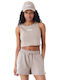 New Era Damen Sommerliches Crop Top Ärmellos Braun