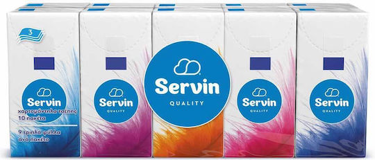 Servin 10 Пакета Джобни Кърпички 3 Пластове