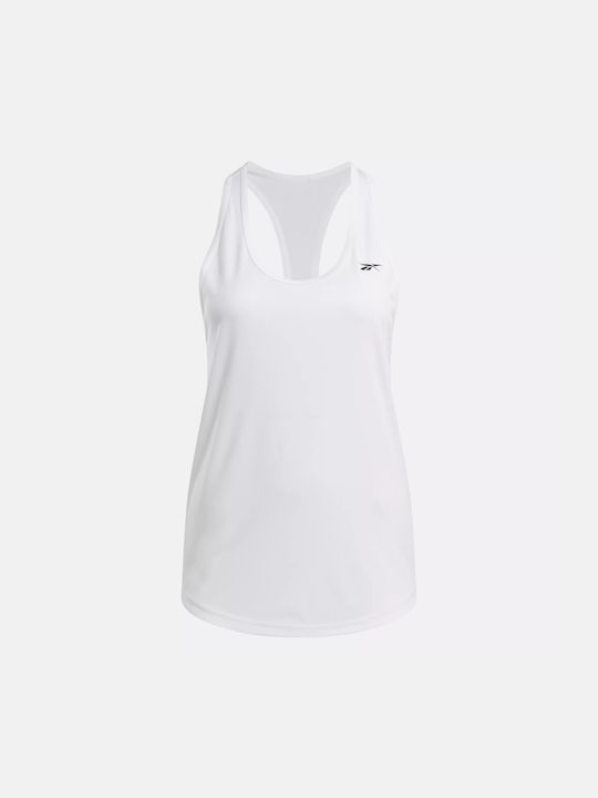 Reebok Γυναικεία Αθλητική Μπλούζα Αμάνικη Fast Drying με Διαφάνεια Λευκή