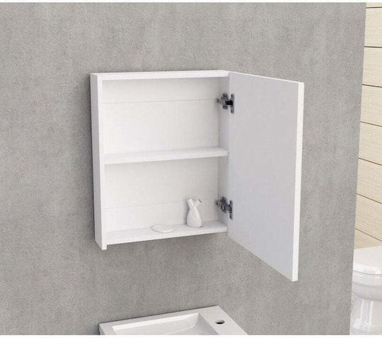 Inter Ceramic Bathroom Mirror made of Plastic with Cabinet 55x45cm White