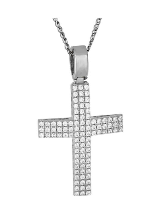 Damen Weißgold Kreuz 14K mit Kette