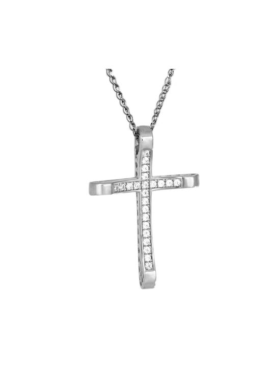 Katsigiannis Women's White Gold Cross 14K with Chain