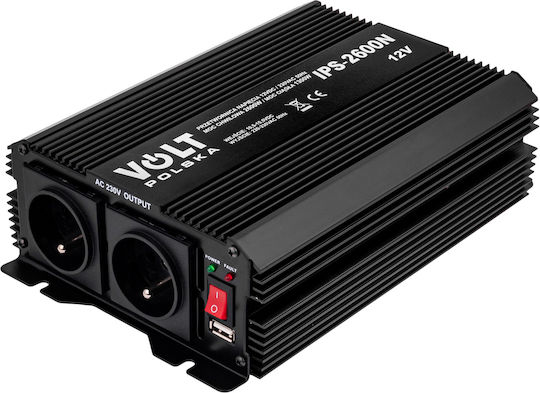 Volt Polska Inverter Αυτοκινήτου Τροποποιημένου Ημιτόνου 1300W για 12V DC