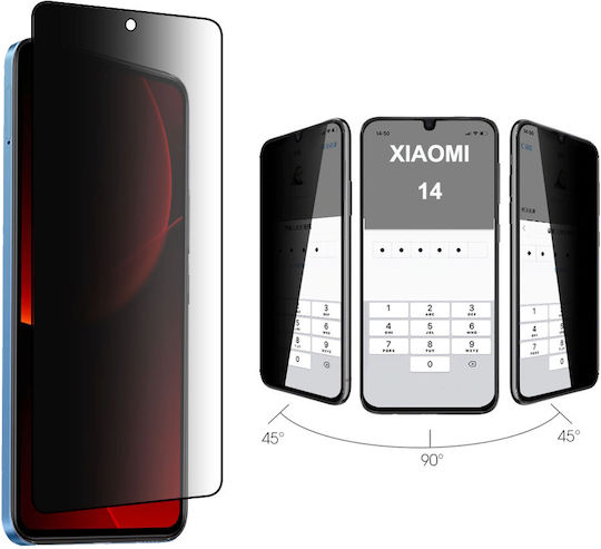 0.3мм Пълно лепило Поверителност Закалено стъкло за цялото лице Черен (Xiaomi 14)