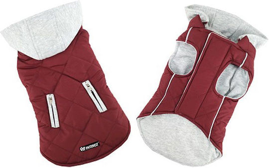 Pet Interest Sportive Jacket Brown Dog Coat with Hood Medium with 31cm Back Length