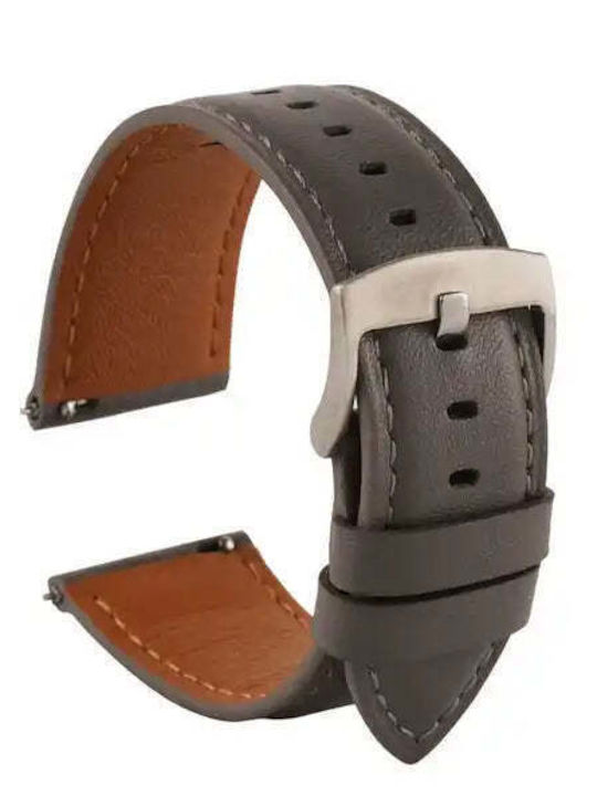 Light Gray Soft Leather Watch Band 22mm Quick R...