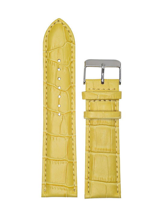 Tzevelion Crocodile Leather Strap Yellow 22mm