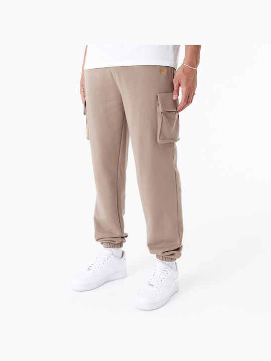 New Era Script Men's Fleece Sweatpants with Rubber Brown