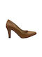 Leather Pointed Toe Heels with Medium Heel Tabac Brown