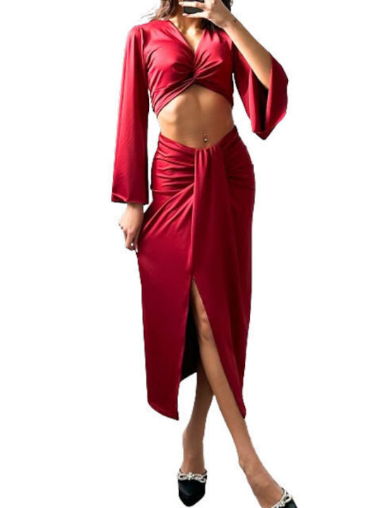 Chica Set with Skirt in Burgundy color