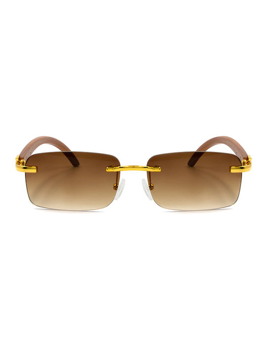 Awear Sunglasses with Gold Metal Frame and Brown Lens LeonardoBrown