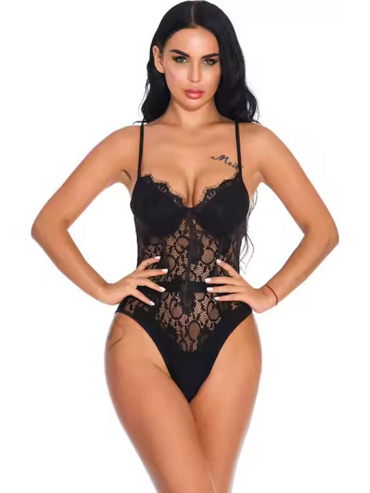 La Lolita Amsterdam Sexy Κορμάκι με Δαντέλα Μαύρο