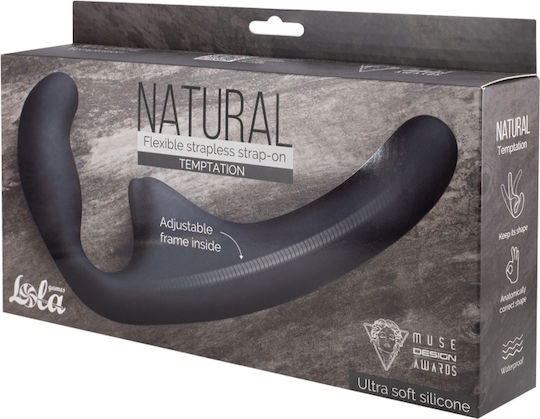 Natural Trägerlos Strap On mit Dildo 12cm mit Vibration in Schwarz Farbe