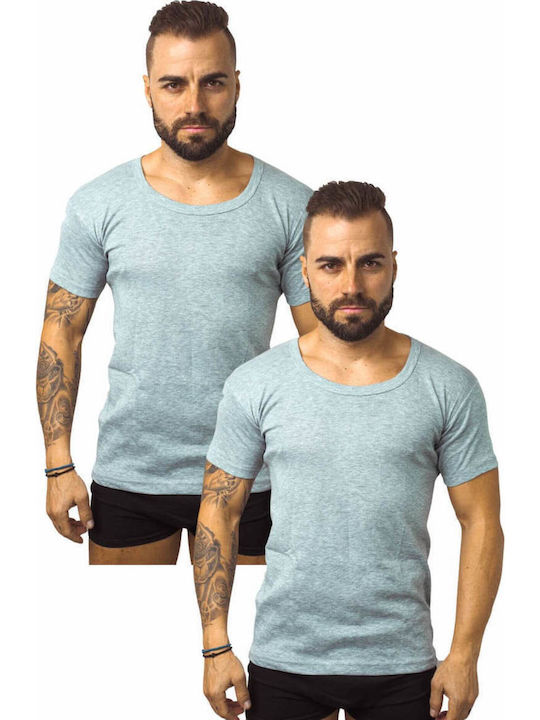 Ανδρικές Φανέλες Κοντομάνικες Γκρί 2Pack