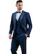 Men's Summer Suit with Vest Slim Fit Blue