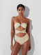 Karl Lagerfeld Strapless One-Piece Swimsuit Beige