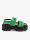 Flora Leder Flache Sandalen für Damen in Grün Farbe