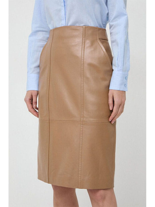 Hugo Boss Leather Skirt in Brown color