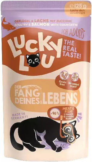 Lucky Lou Lifestage Υγρή Τροφή για Ενήλικες Γάτες σε Φακελάκι με Πουλερικά και Σολομό 125gr