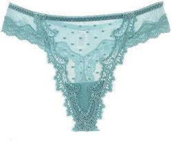 Chicret Γυναικείο Sexy String με Δαντέλα Πράσινο
