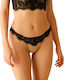 Chicret Women's Sexy String with Lace Black