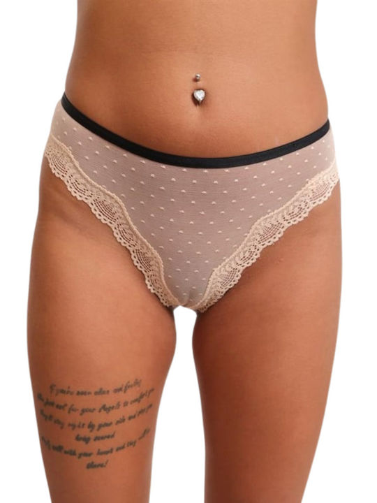 Chicret Γυναικείο String με Δαντέλα Ροζ