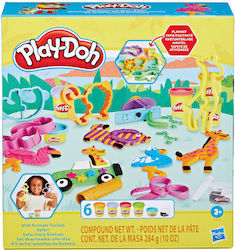 Hasbro Play-Doh Plastilină - Joc Wild Animals pentru 3+ Ani, 6buc F7213