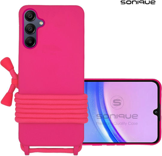 Sonique Umschlag Rückseite Silikon 0.5mm mit Band Fuchsie (Galaxie A15)