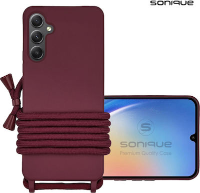 Sonique Galaxy Back Cover Σιλικόνης 0.5mm με Λουράκι Μπορντό (Samsung Galaxy A35 5G)