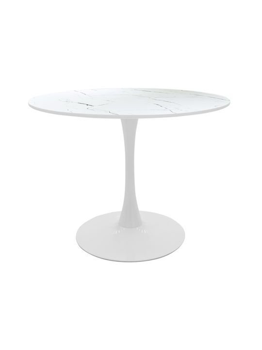 Balou Στρογγυλό Τραπέζι Ξύλινο με Μεταλλικό Σκελετό Λευκό 120x120x75εκ.