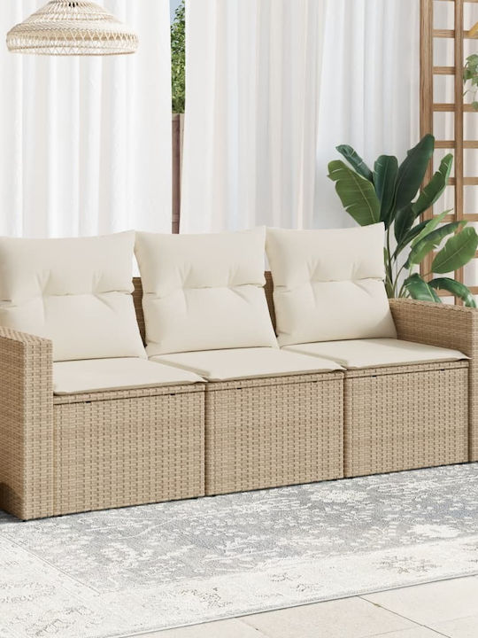 vidaXL Tree-Seater Outdoor Rattan Sofa with Cushions 55x55x69cm