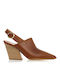 Sante Leder Mules mit Chunky Hoch Absatz in Tabac Braun Farbe