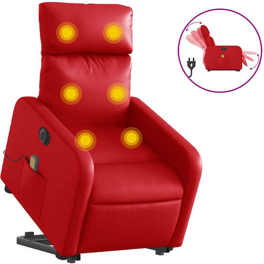 Фотьойл Relax Масаж С поставка за крака Червен 66x89.5x95.5см