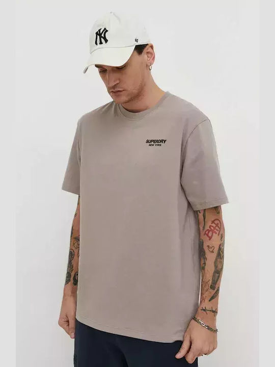 Superdry T-shirt Bărbătesc cu Mânecă Scurtă Taupe