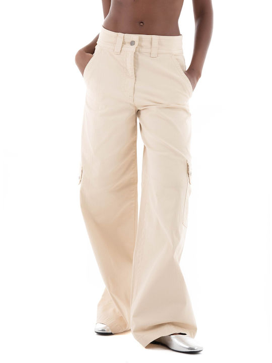 Hugo Boss Women's Fabric Trousers in Relaxed Fit Beige