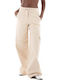 Women's Fabric Trousers Relaxed Fit Beige