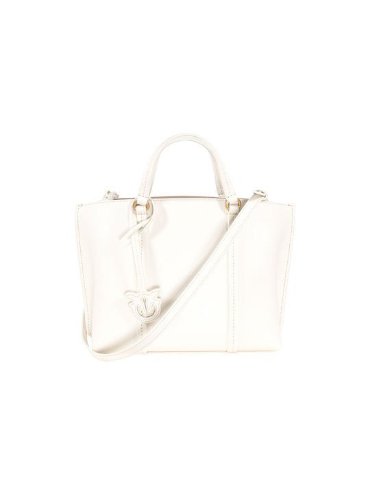 Pinko Leather Women's Bag Shopper Shoulder White