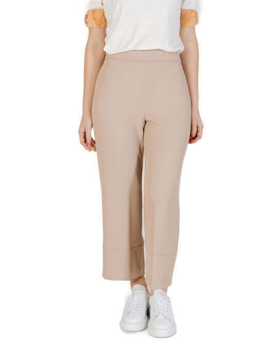 Sandro Ferrone Women's Fabric Trousers Beige