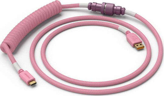 Glorious PC Gaming Race Спирала / Равен USB 2.0 Кабел USB-C мъжки - USB-A мъжки Розов 1.37м (GLO-CBL-COIL-PP)