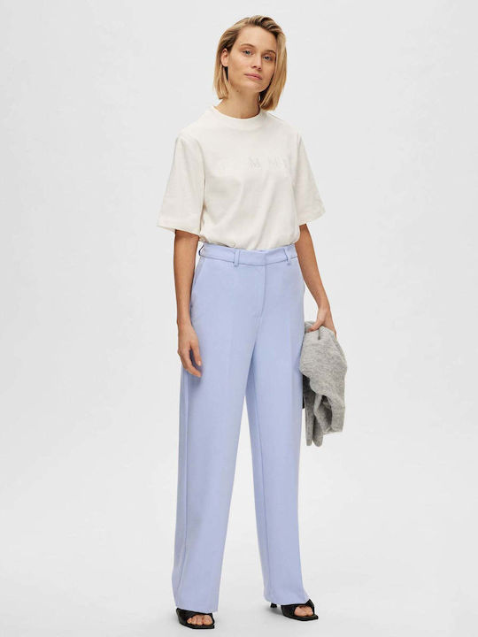 Selected Women's Fabric Trousers Light Blue