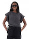 Deha Women's Summer Crop Top Short Sleeve Black