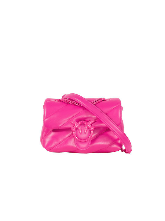 Pinko Δερμάτινη Γυναικεία Τσάντα Ώμου Ροζ